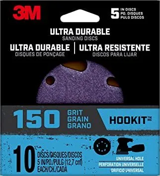 Ultra Durable 5 Inch Power Sanding Discs Universal Hole 150 Grit - 10/Pack product image