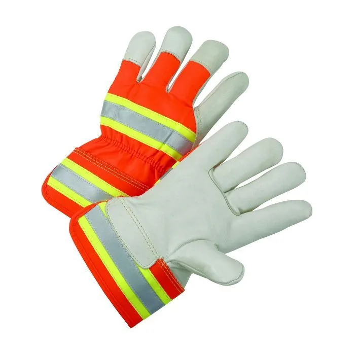 Vis Orange Canvas Back Reflective Tape Select Special Leather Palm Glove product image