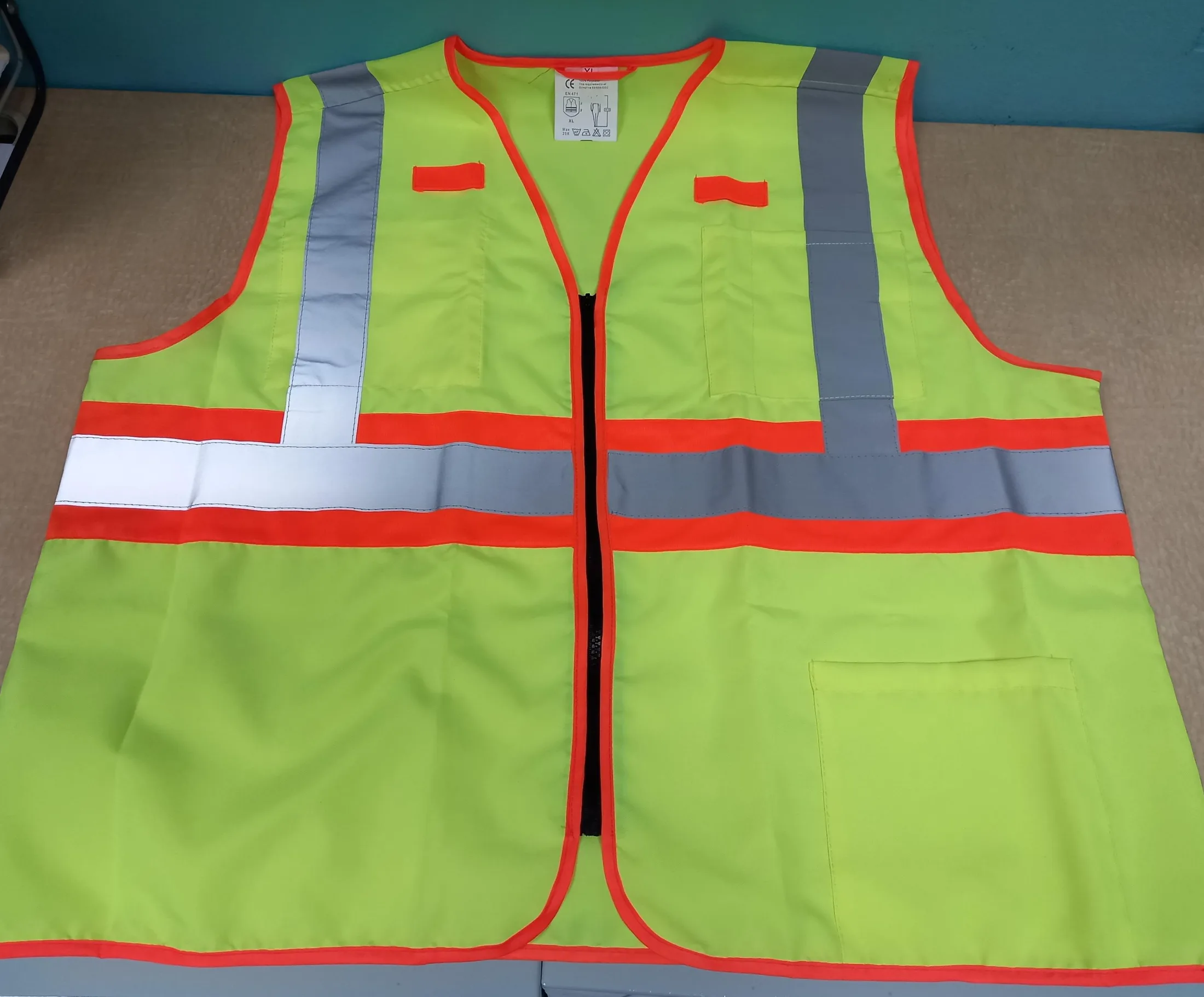 Traffic Vest 300 Denier - 3M Silver Reflective- Yellow Zip - 6 Pocket - Yellow L product image