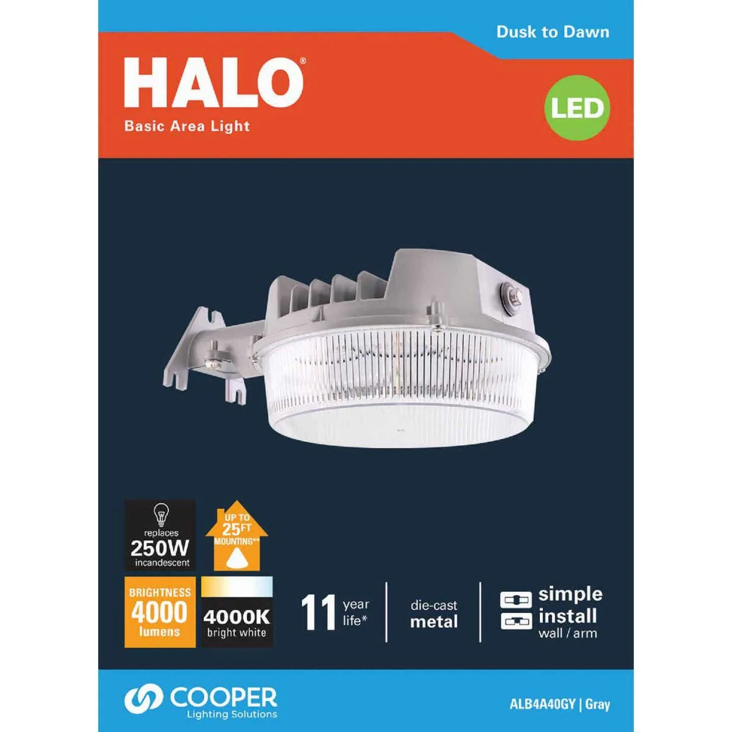 Gray Dusk To Dawn LED Basic Outdoor Area Light Fixture, 4000 Lm. product image