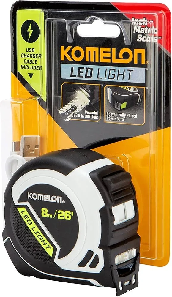 LED Light Tape Measure, White/Black - 8M/26' product image
