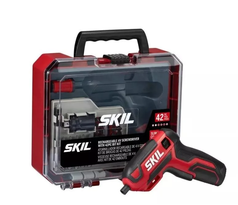 4V Pistol Grip Screwdriver with 42pc Bit Set, USB Charger & Carry Case product image
