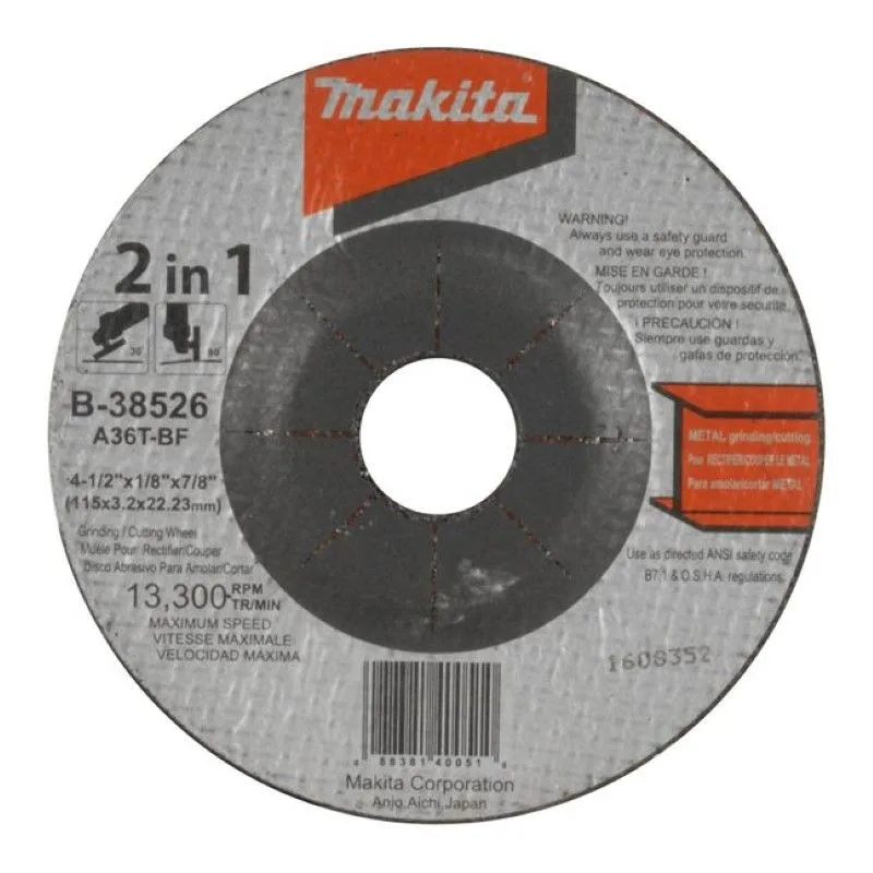 2 in 1 Grinding & Cutting Disc 4 1/2 Inch x 1/8 Inch x 7/8 Inch product image