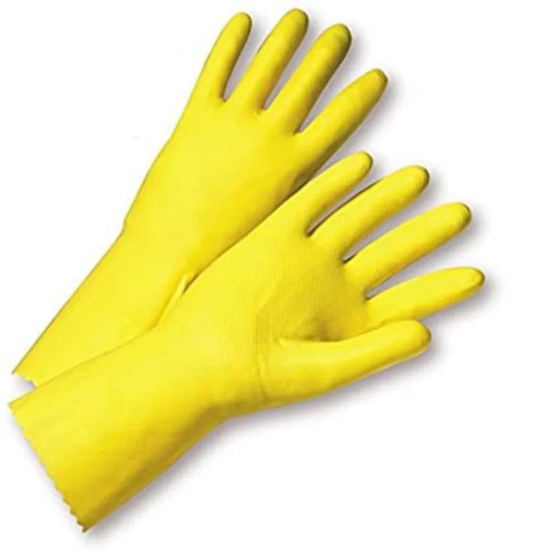 Flock Lined Yellow Domestic Latex Gloves - XL product image
