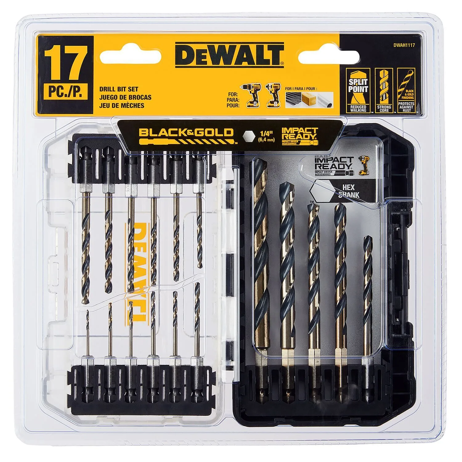 17pc Black and Gold Hex Shank Drill Bit Set product image