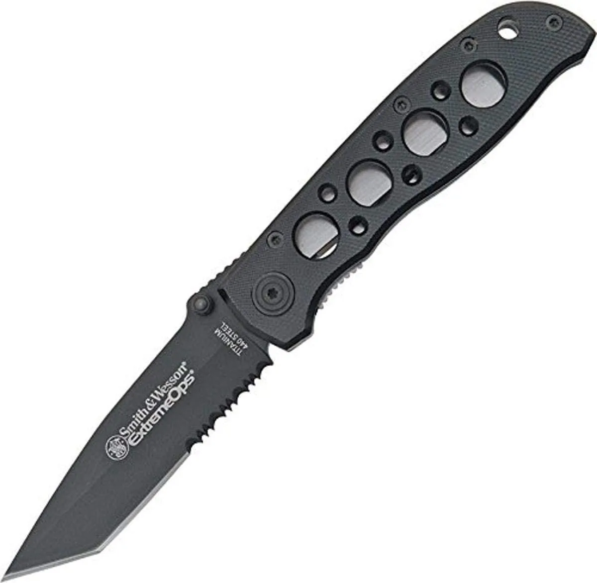 & Wesson 7.4 Inch High Carbon S.S. Folding Knife with a 3.2 Inch Serrated Blade product image