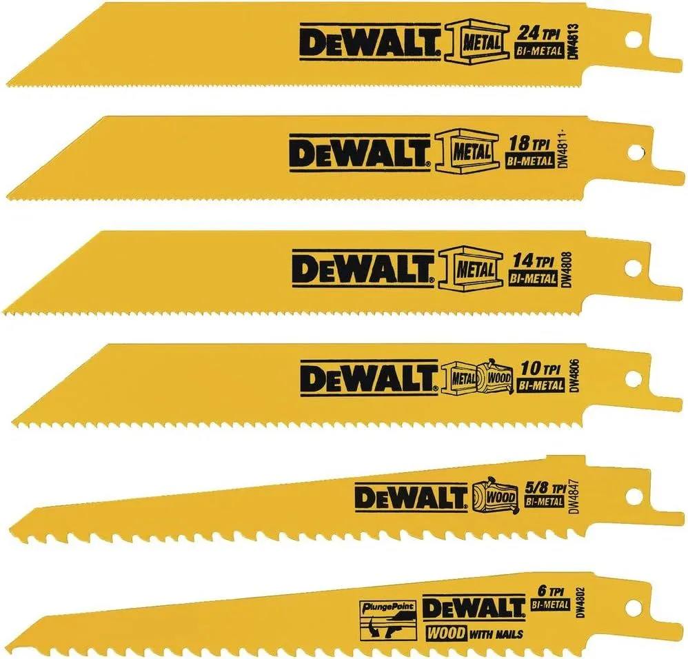 Reciprocating Saw Blade Set for Metal and Woodcutting 6pc product image
