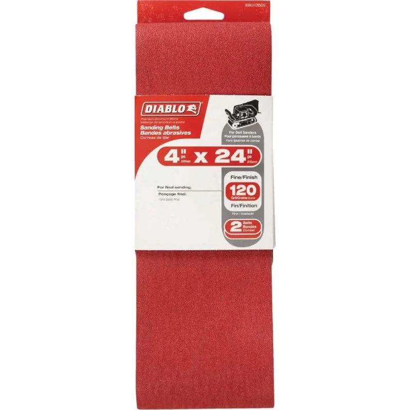 4 Inch X 24 Inch 120 Grit General Purpose Sanding Belt (2-pack) product image