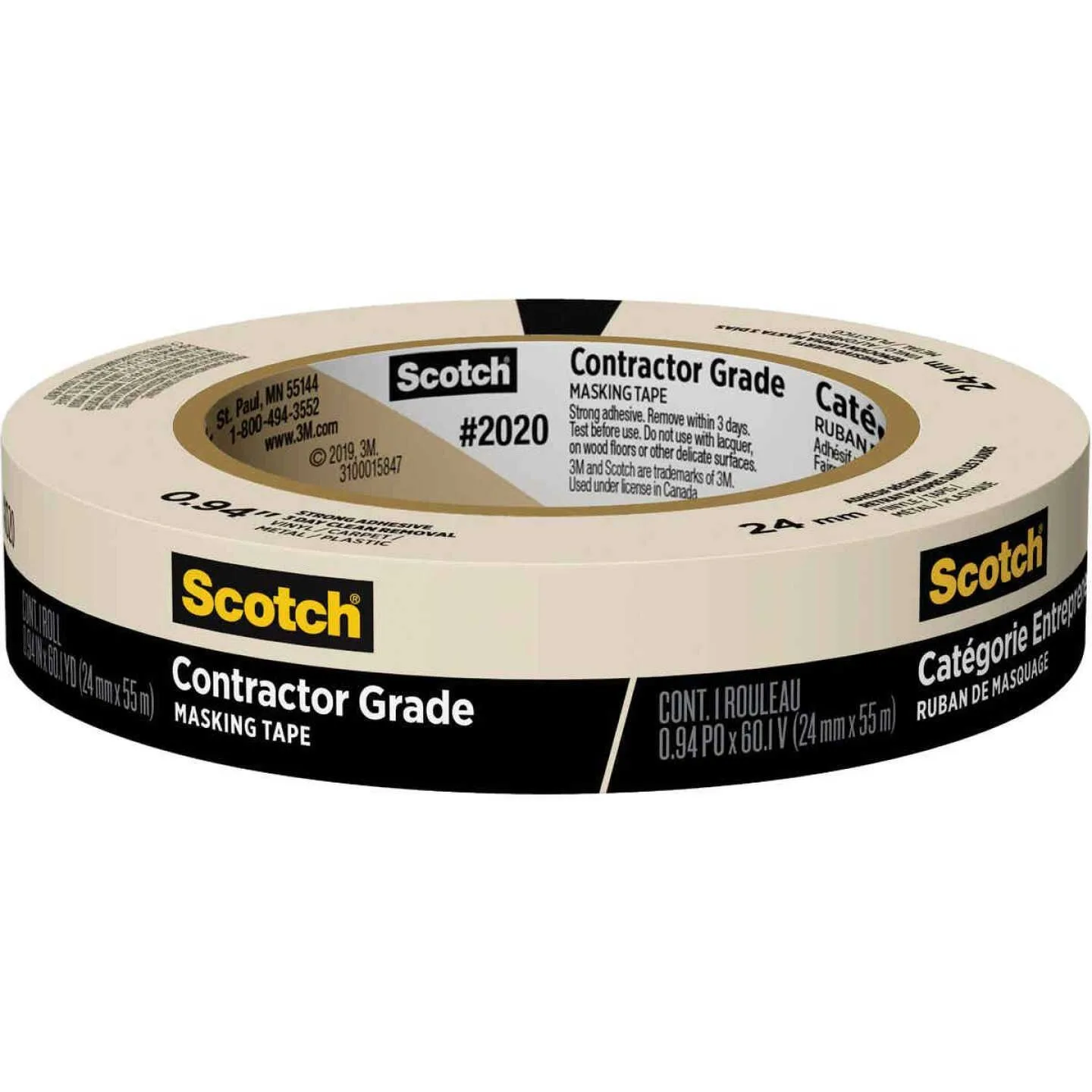 3M Scotch 0.94 Inch x 60.1 Yd. Contractor Grade Masking Tape product image