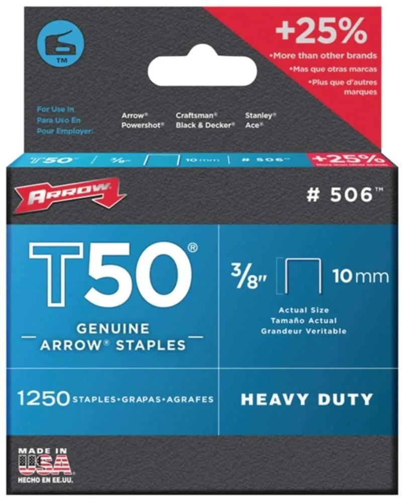Staples T50 3/8 Inch (1250pcs)Arrow Staples T50 3/8 Inch (1250pcs) product image