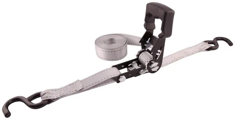 Erickson 1 1/4 Inch x 12' Rubber Handle Ratcheting Tie-Down Strap - Grey product image