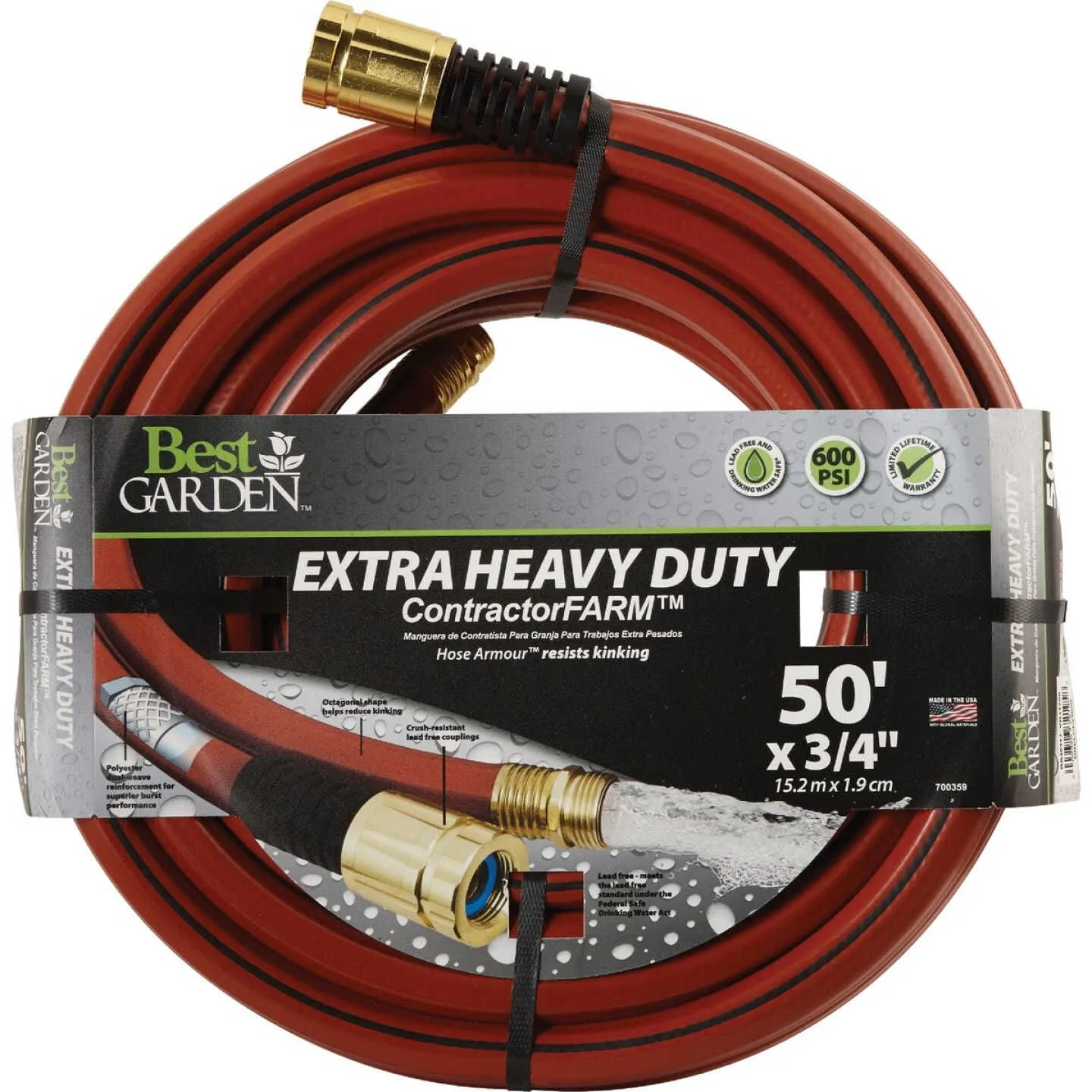 Garden 3/4 Inch x 50' Drinking Water Safe Contractor Hose product image