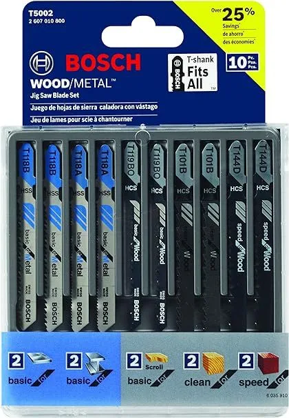 10pc T-Shank Multi-Purpose Jigsaw Blade Set product image