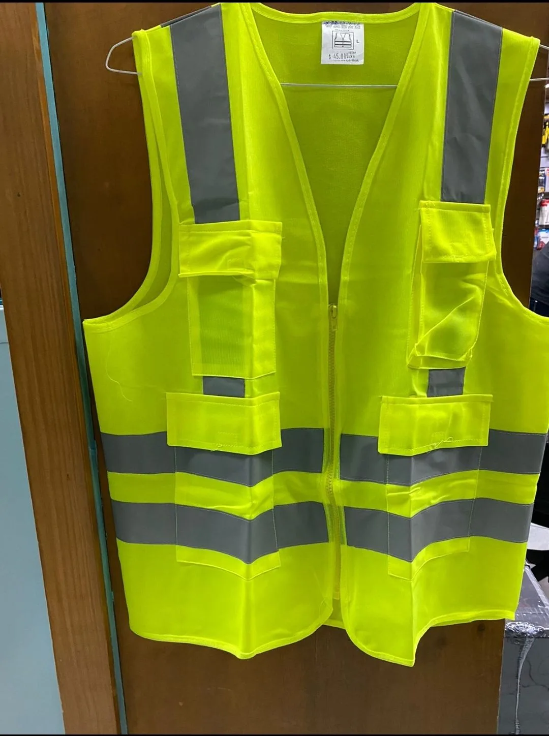 Traffic Vest with Zipper, Pockets & Reflective Tape - Yellow - XL product image