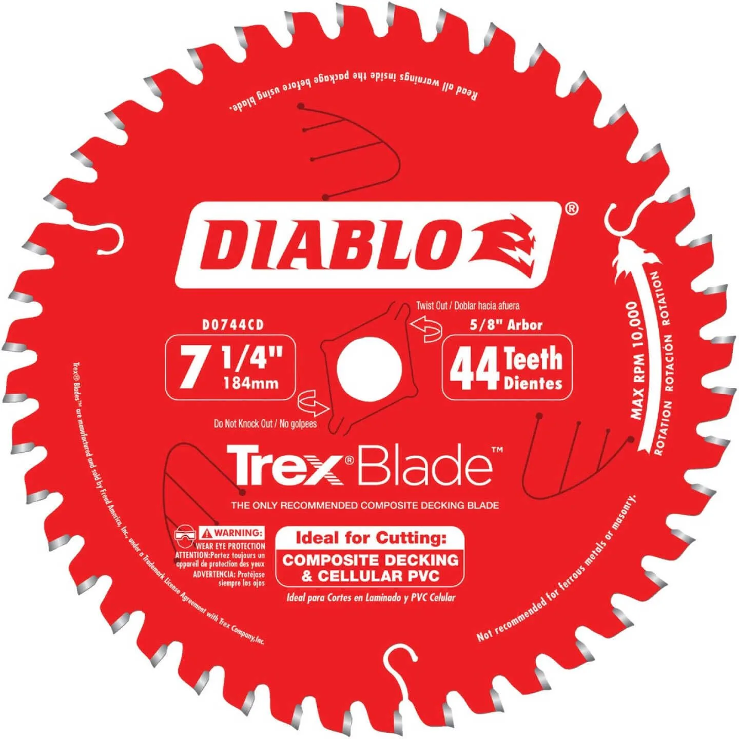 Trex Blade 7 1/4 Inch 44-Tooth Composite Decking & PVC Circular Saw Blade product image