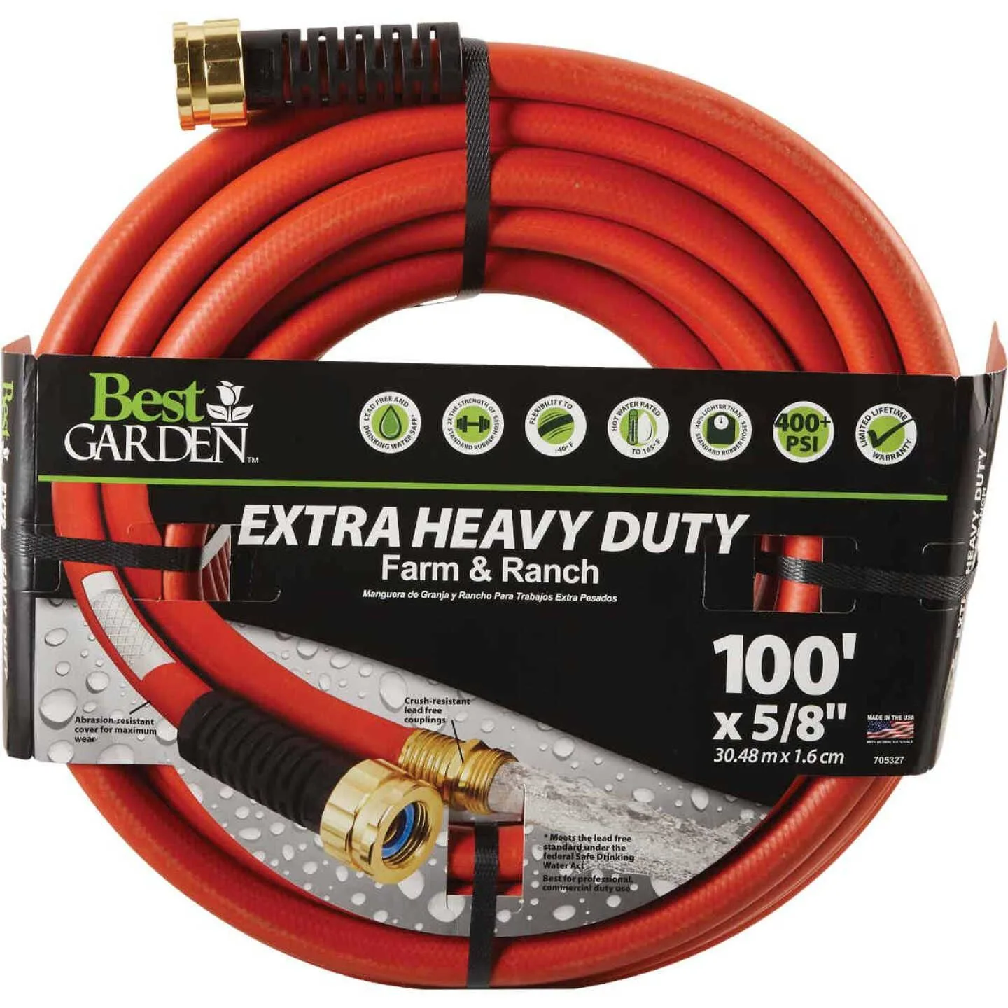 Garden Extra HD Farm & Ranch 5/8 Inch x 100' Drinking Water Safe Hot Water Hose product image