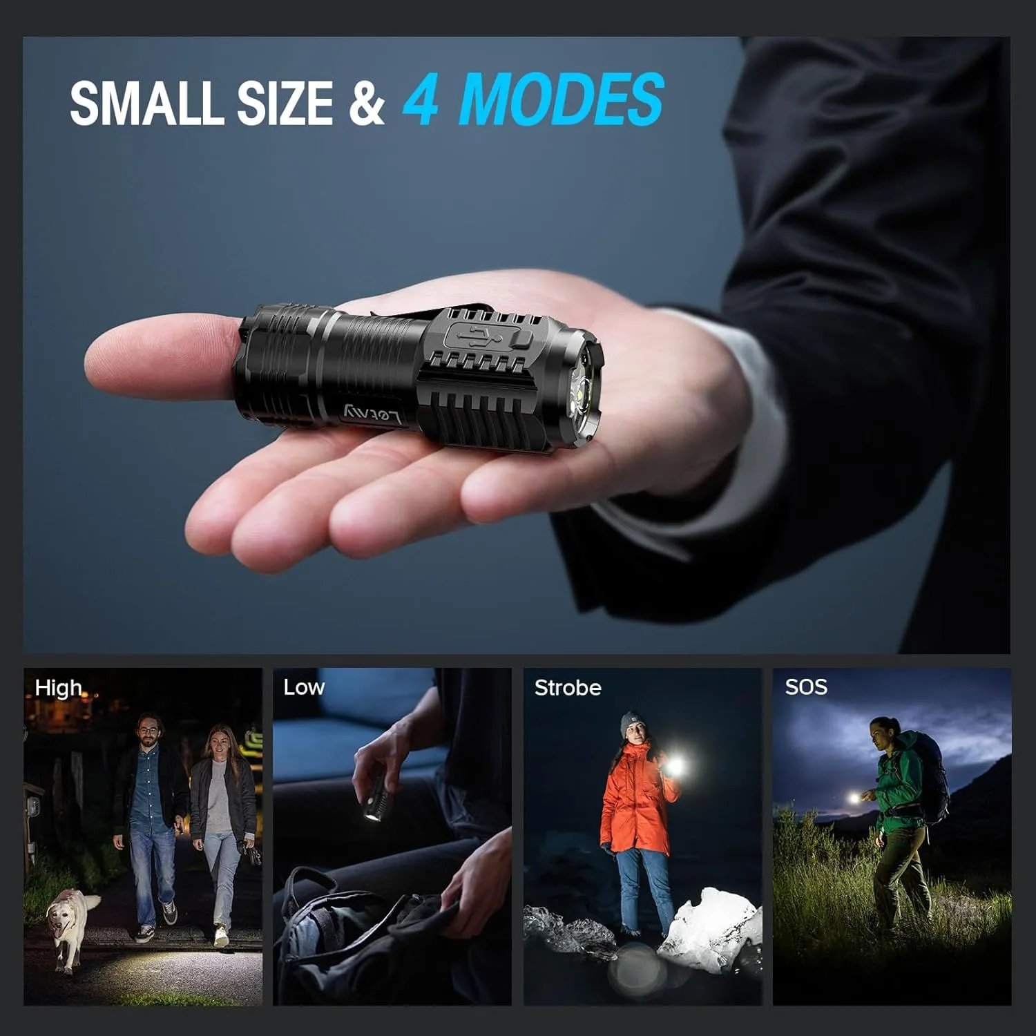 Rechargeable Mini Flashlights with Magnetic Base & Belt Clip product image