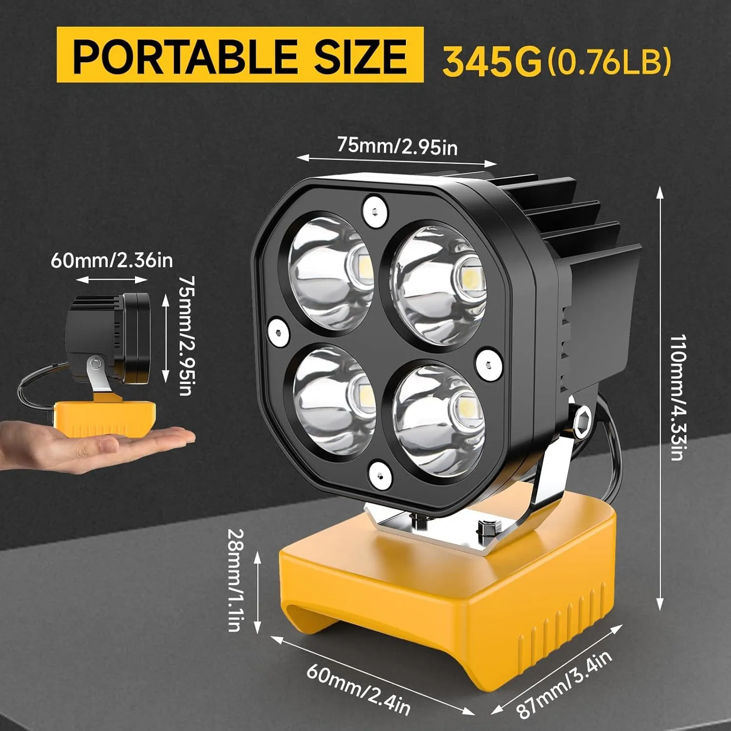 Azocek LED Work Light Compatible with Dewalt 20V Battery, 40W 6000LM product image
