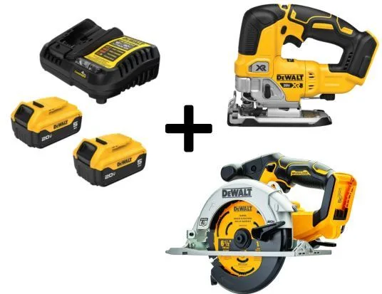 20V MAX XR Jig Saw & 6 1/2 Inch Cirular Saw with 2 - 5.0Ah Batteries & Charger product image