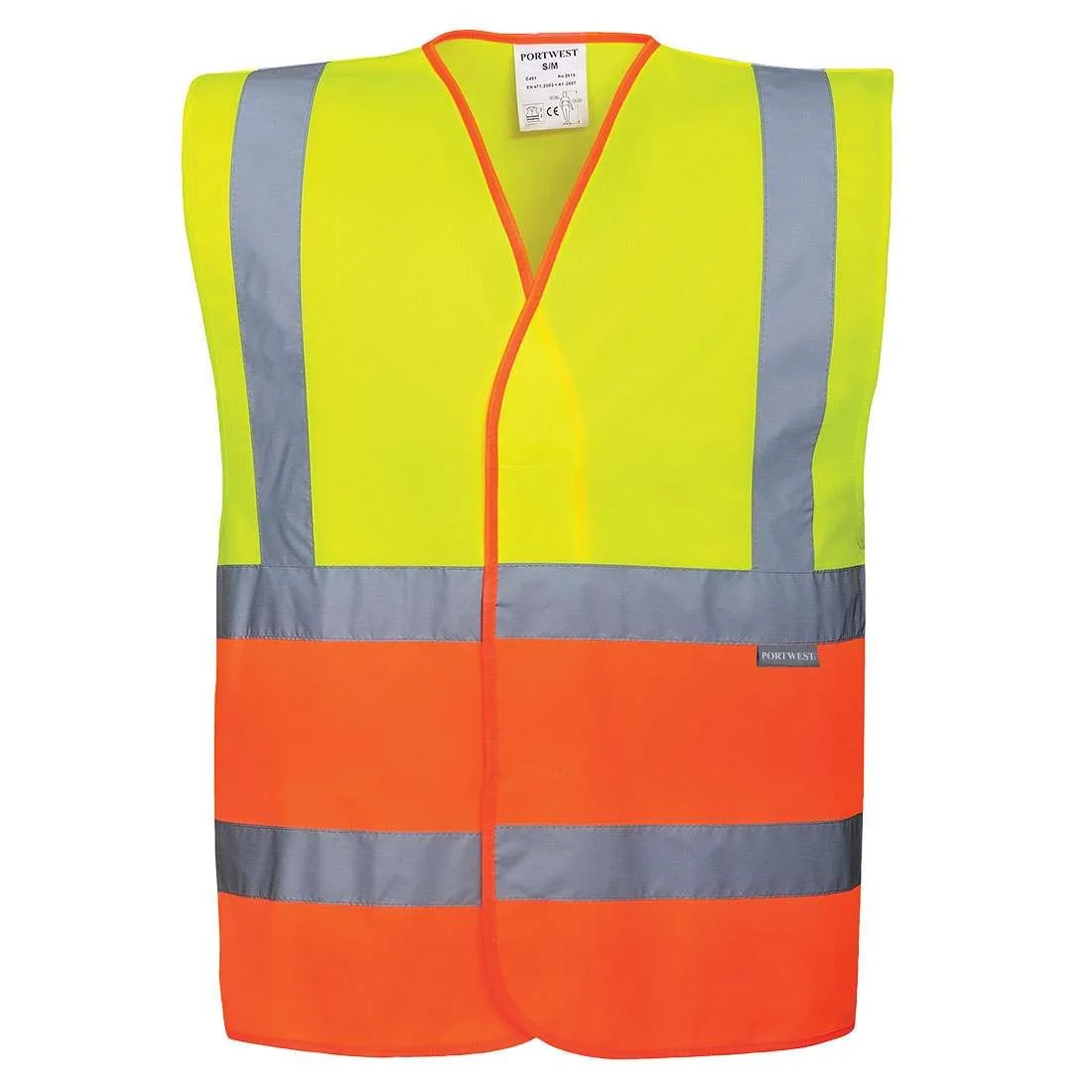Vest with Zipper, Pockets & Reflective Tape - Orange&Yellow - L product image
