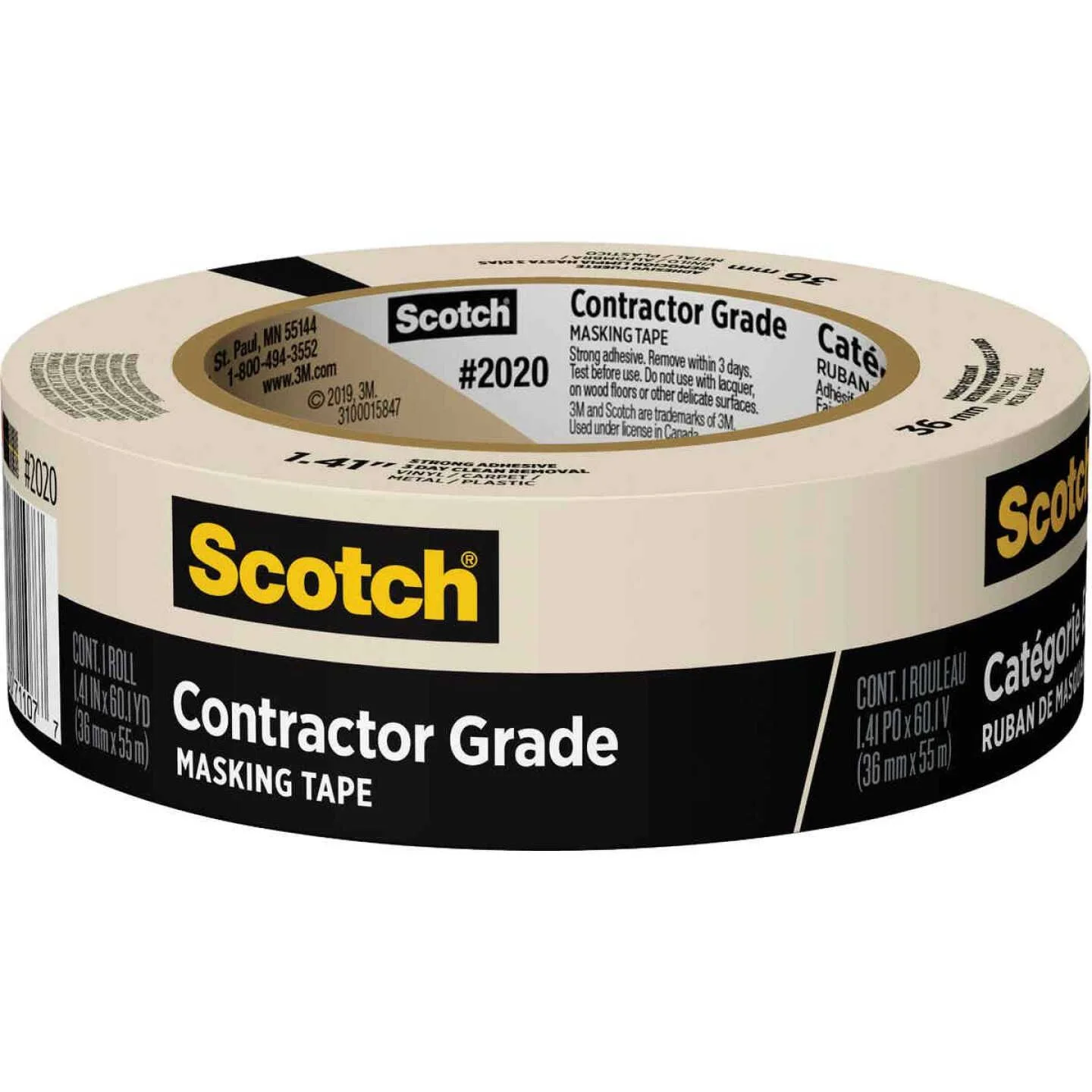 3M Scotch 1.41 Inch x 60.1 Yd. Contractor Grade Masking Tape product image