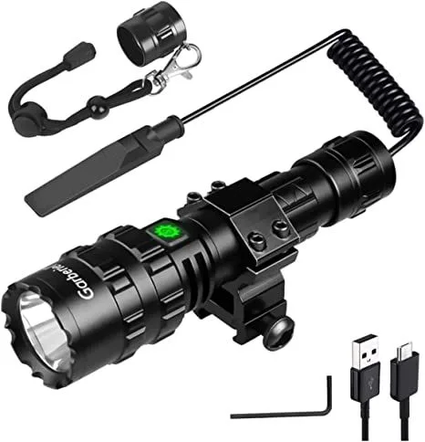 LED USBRechargeable Flashlight with Picatinny Rail Mount 5Modes 3000L product image