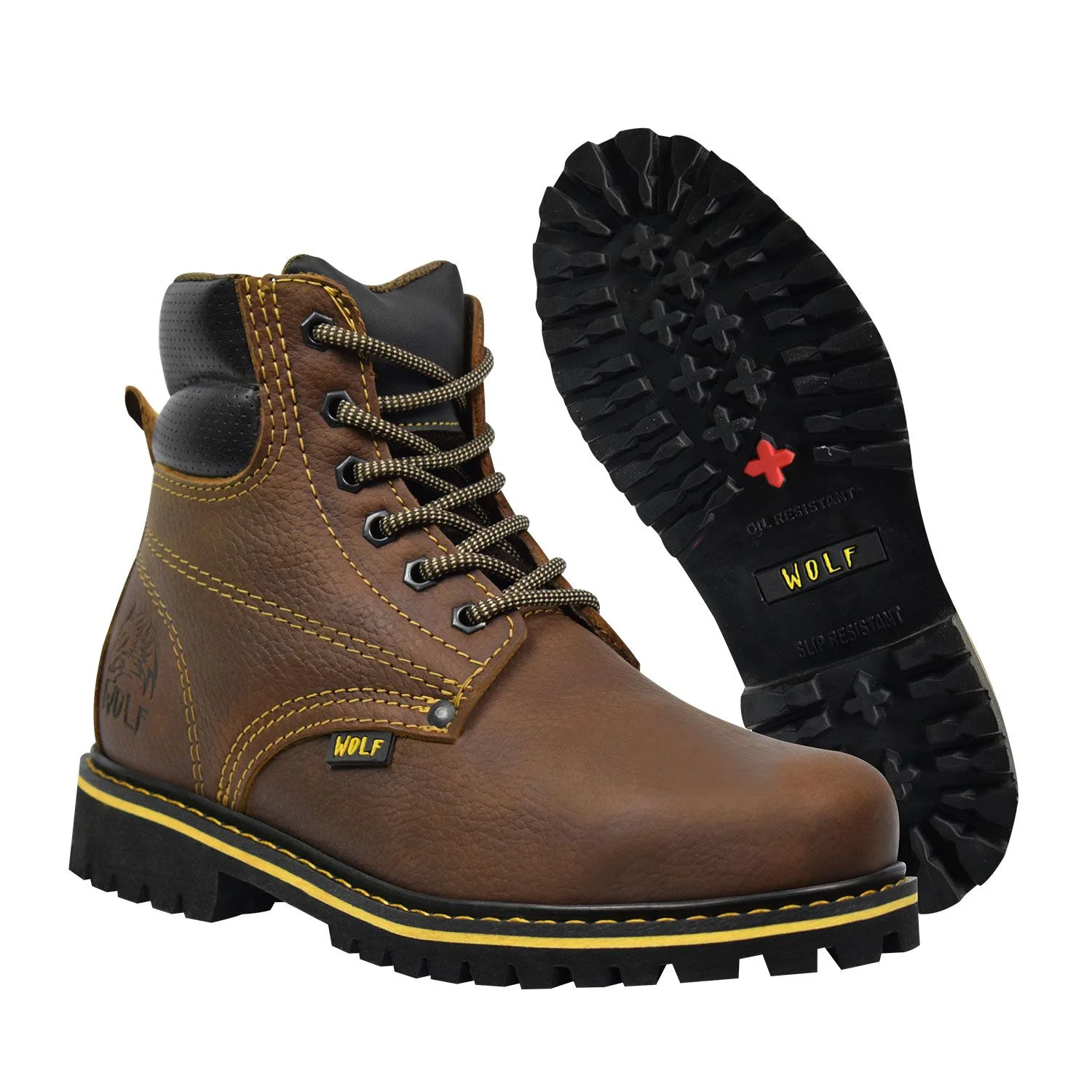 Safety Brown Laced Leather Boots product image