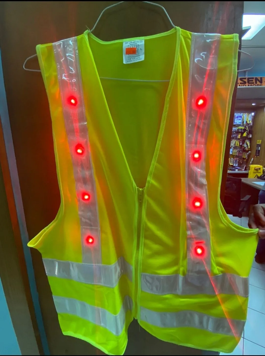 Vest with Flashing LED Lights & Reflective Tape - Yellow - L product image