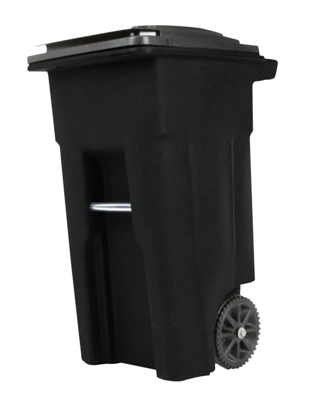 32 Gallon Black Rolling Outdoor Garbage Bin with Wheels and Attached Lid product image