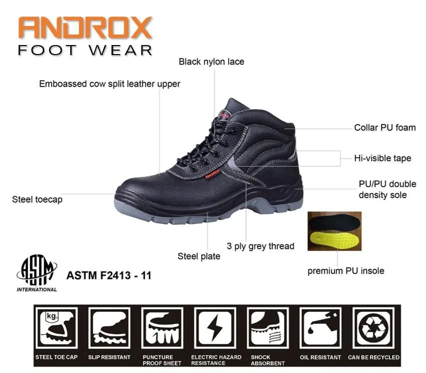 6 Inch Black Safety Boots Androx 6 Inch Black Safety Boots product image
