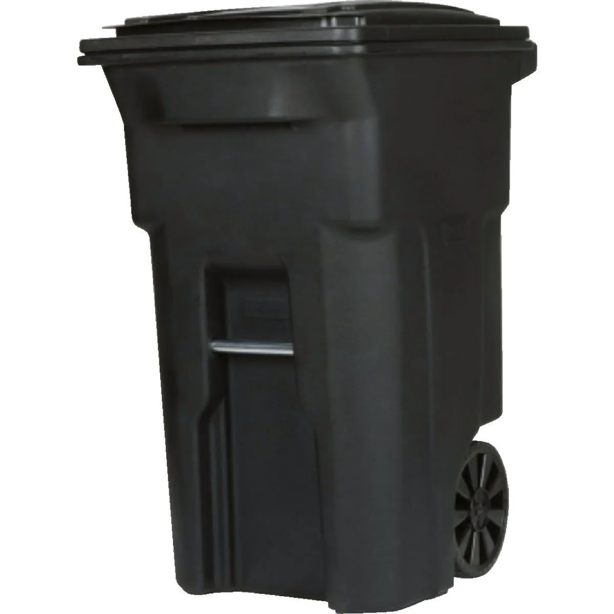 64 Gal. Black Outdoor Trash Can With Attached Lid and Wheels product image