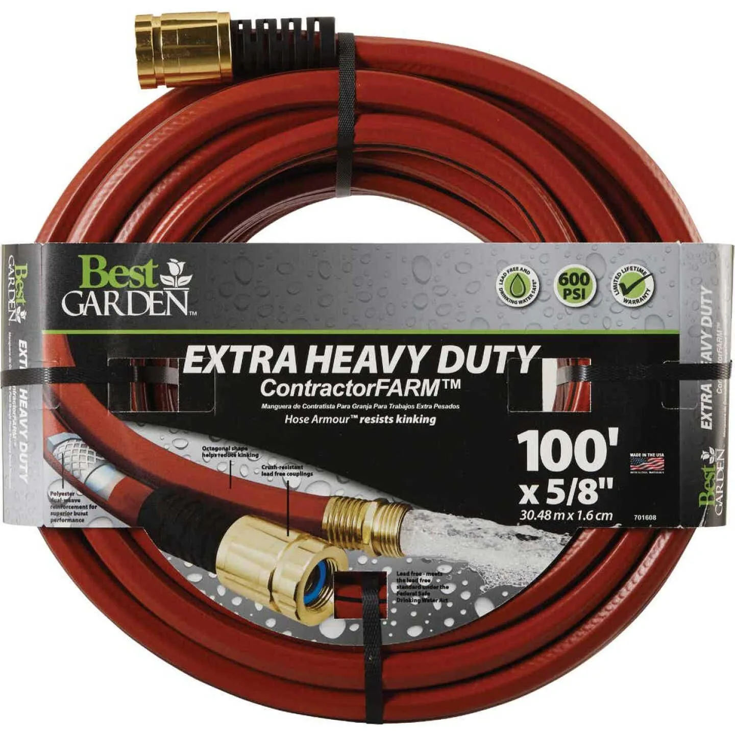 Garden 5/8 Inch x 100' Drinking Water Safe Contractor Hose product image