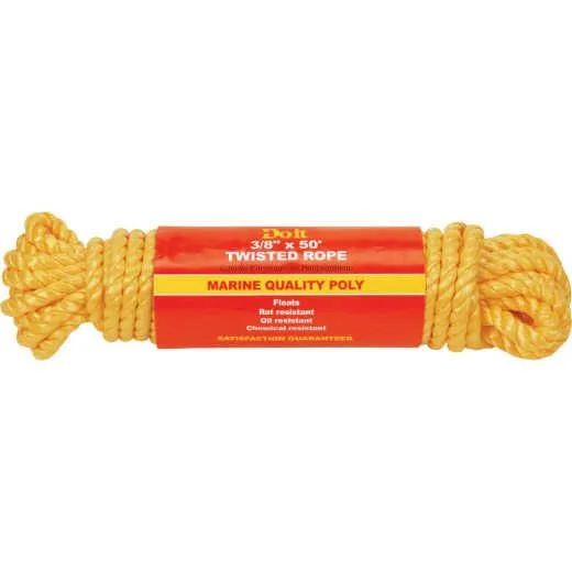 3/8 Inch X 50' Yellow Twisted Polypropylene Packaged Rope product image
